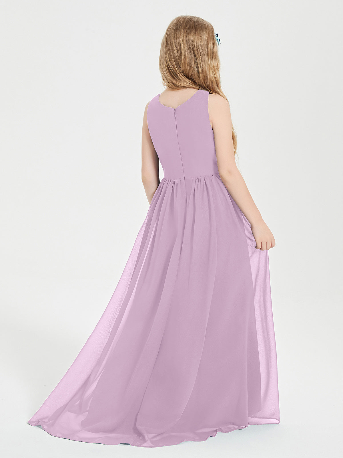 Asymmetrical Junior Bridesmaid Dresses with Scoop Neckline Wisteria